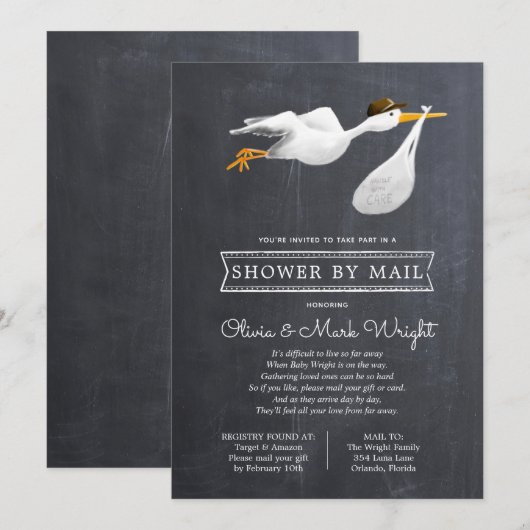 Baby shower over lange afstand per post kaart (Voorkant / Achterkant)