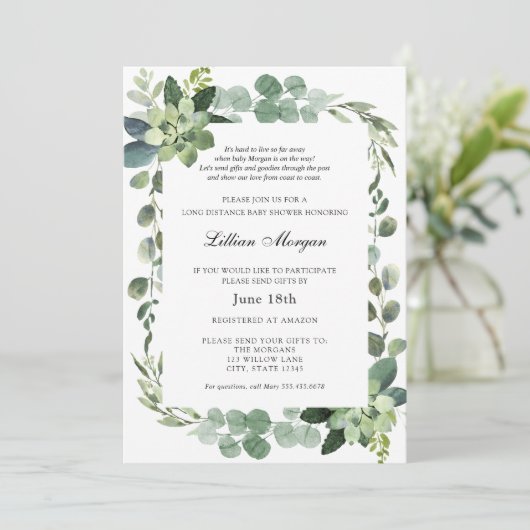 Baby shower over lange afstand per post kaart (Staand voorkant)