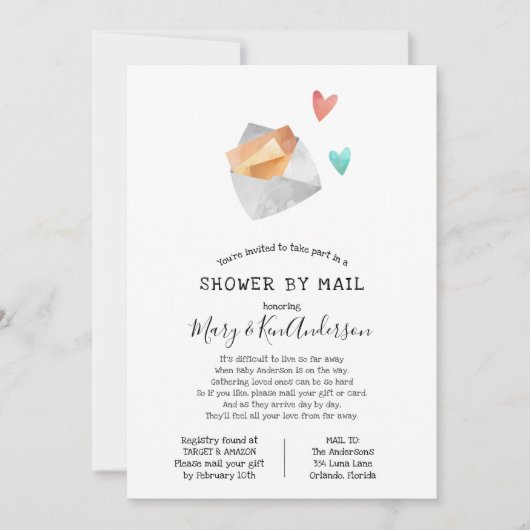 Baby shower over lange afstand per post kaart (Voorkant)