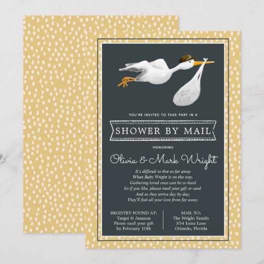 Baby shower over lange afstand per post kaart (Voorkant / Achterkant)