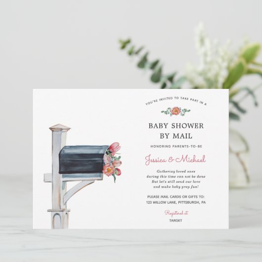 Baby shower over lange afstand per post kaart (Staand voorkant)