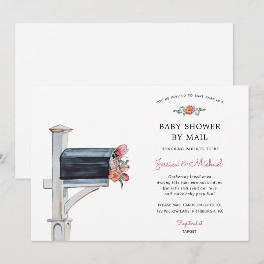 Baby shower over lange afstand per post kaart (Voorkant / Achterkant)