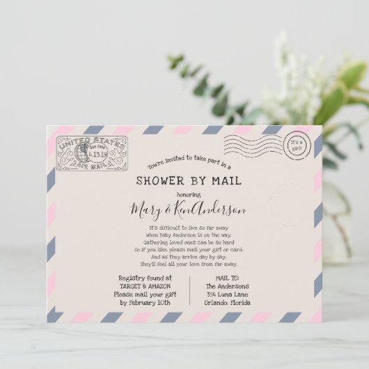 Baby shower over lange afstand per post kaart (Staand voorkant)