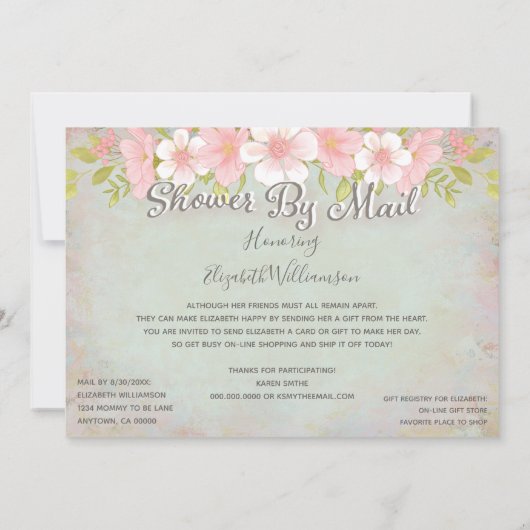 Baby shower over lange afstand per post kaart (Achterkant)