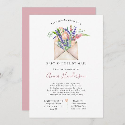 Baby shower over lange afstand per post kaart (Voorkant / Achterkant)