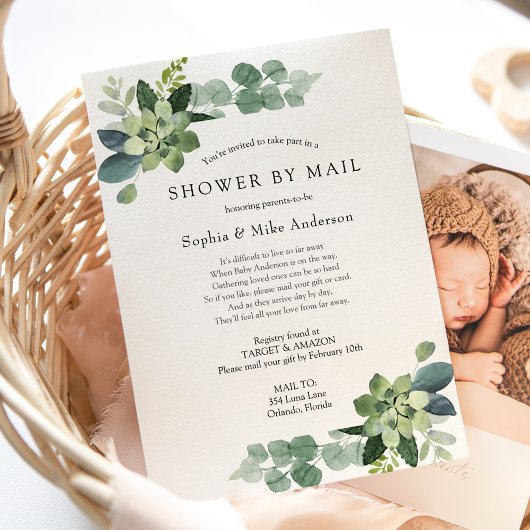 Baby shower over lange afstand per post kaart