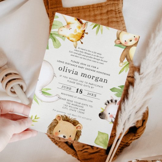 Baby shower over lange afstand per post kaart