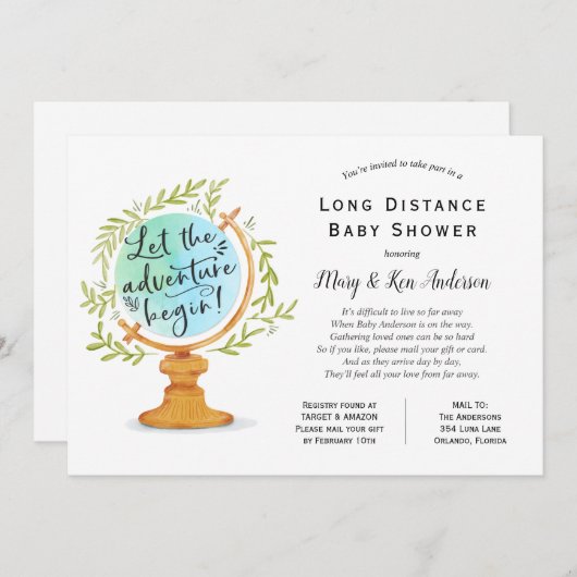 Baby shower over lange afstand per post kaart (Voorkant / Achterkant)