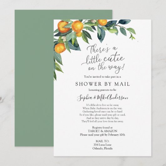 Baby shower over lange afstand per post kaart (Voorkant / Achterkant)