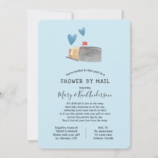 Baby shower over lange afstand per post kaart (Voorkant)