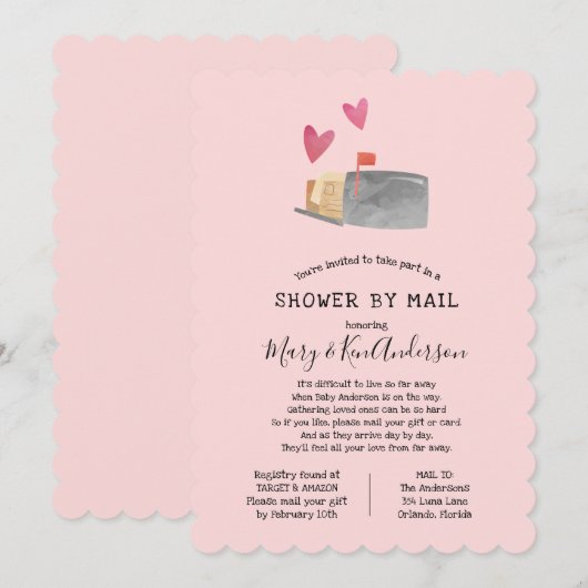 Baby shower over lange afstand per post kaart (Voorkant / Achterkant)