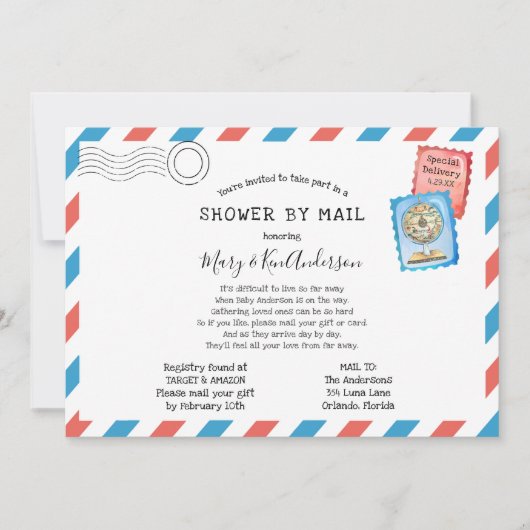 Baby shower over lange afstand per post kaart (Voorkant)