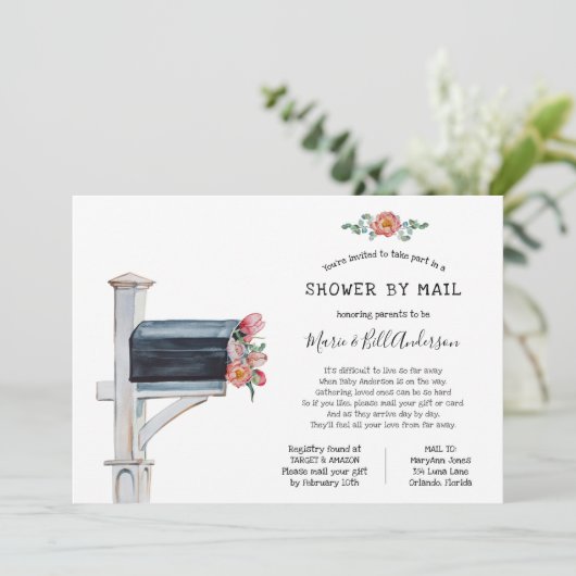 Baby shower over lange afstand per post kaart (Staand voorkant)