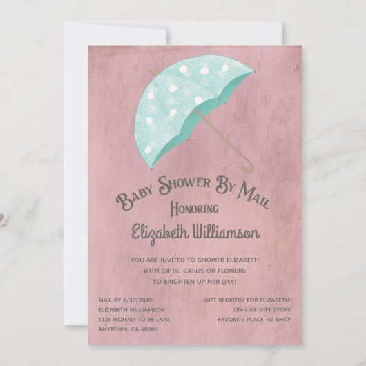 Baby shower over lange afstand per Waterverf e-mai Kaart (Achterkant)