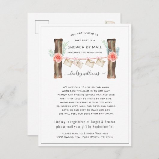 Baby shower over lange afstanden per postuitnodigi briefkaart (Voorkant / Achterkant)