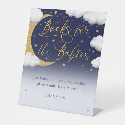 Baby Shower Over the Moon Books for Babies Reclamebord Met Voetstuk (Voorkant)
