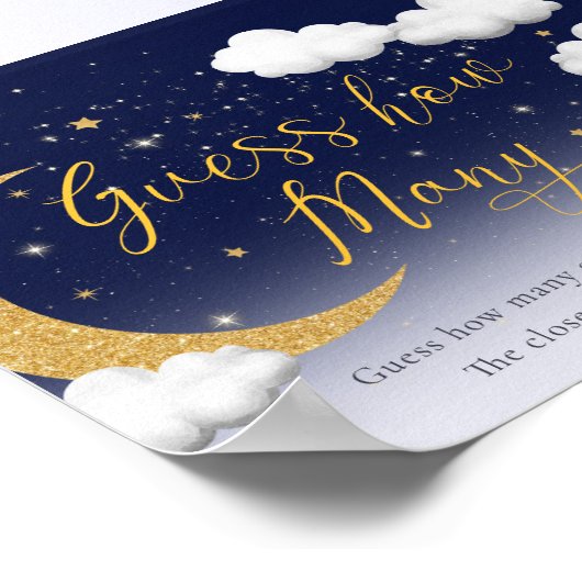 Baby Shower Over the Moon Guess How Many Sign Poster (Hoek)