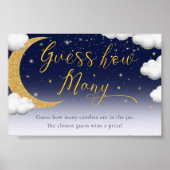 Baby Shower Over the Moon Guess How Many Sign Poster (Voorkant)