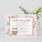 baby shower Owl Uitnodigen Kaart (Staand voorkant)