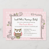 baby shower Owl Uitnodigen Kaart (Voorkant / Achterkant)