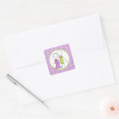 Baby shower, Paar dank u Stickers, paarse Vierkante Sticker (Envelop)