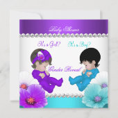 Baby shower Paars Blauwgroen blauw Kaart (Voorkant)