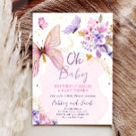 Baby shower Paars Floral Pink Girl Invi Kaart<br><div class="desc">"A waterverf Butterfly": "Uitnodiging!" De prachtige pastelkleuren van de vlinder, bloemen en confetti passen in elke partijstijl! Inclusief een bijpassend model van een vlinderpatroonback. Ontworpen om aan te sluiten bij het collectie van het thema Butterfly-Waterverf. EVE dit ontwerp met uw gegevens gemakkelijk te PERSONALISEREN via de knop "AANGEPAST"! EVE Als...</div>