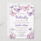 Baby shower Paars Floral roze meisje Kaart (Voorkant)