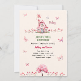 Baby shower Paars Floral roze meisje Kaart
