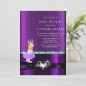 Baby shower Paars Girl Princess Kaart (Staand voorkant)