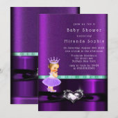 Baby shower Paars Girl Princess Kaart (Voorkant / Achterkant)