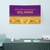 Baby shower paars goud welkomstmonogram spandoek (Beurs)