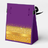 Baby shower paars goudmeisje monogram bedankdoosjes (Achterkant)