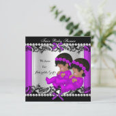 Baby shower Paars Kaart (Staand voorkant)