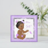 Baby shower Paars Parelvlinder Kaart (Staand voorkant)