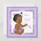 Baby shower Paars Parelvlinder Kaart (Voorkant)