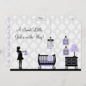 Baby shower: Paars: Uitnodiging (Voorkant / Achterkant)