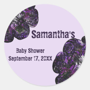 Baby shower paarse bloemen Floral Baby Girl Ronde Sticker