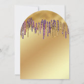 baby shower paarse gouden druppelglitters kaart (Achterkant)