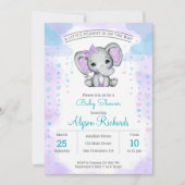 Baby shower Paarse olifant Kaart (Voorkant)