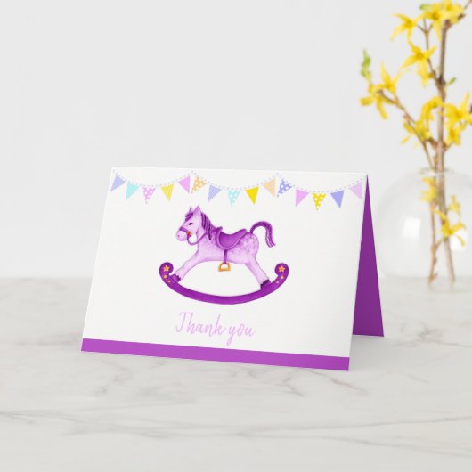 Baby shower paarse rotting paard waterverf kunst kaart (Gele Bloem)