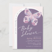 Baby shower Paarse roze vlindervlinder Kaart (Voorkant)