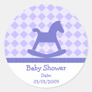 Baby shower Paarse schommelpaard Stickers