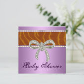 Baby shower Paarse Tiger Diamond Bow Kaart (Staand voorkant)