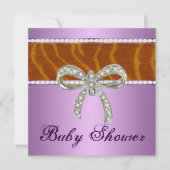 Baby shower Paarse Tiger Diamond Bow Kaart (Voorkant)