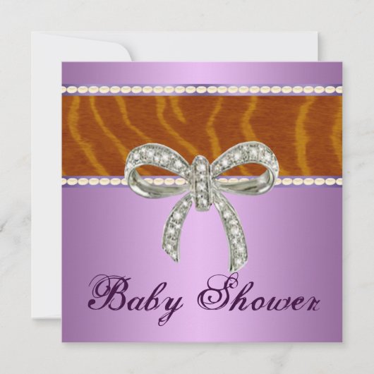 Baby shower Paarse Tiger Diamond Bow Kaart (Voorkant)