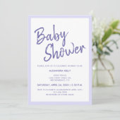 Baby shower Paarse Typografie Waterverf Pastels Kaart (Staand voorkant)