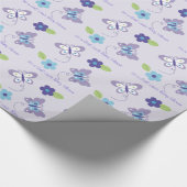 Baby shower Paarse vlinder Cadeaupapier (Hoek)