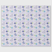 Baby shower Paarse vlinder Cadeaupapier (Vlak)