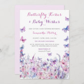 Baby shower Paarse vlinder Kaart (Voorkant / Achterkant)